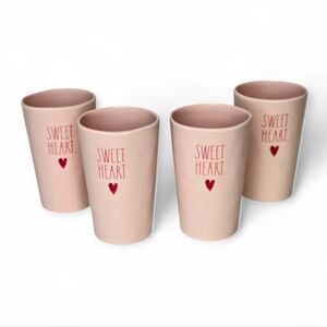 Rae Dunn Pink Sweetheart Melamine Valentine's Day Drinking Cups Set Of 4‎ NWT